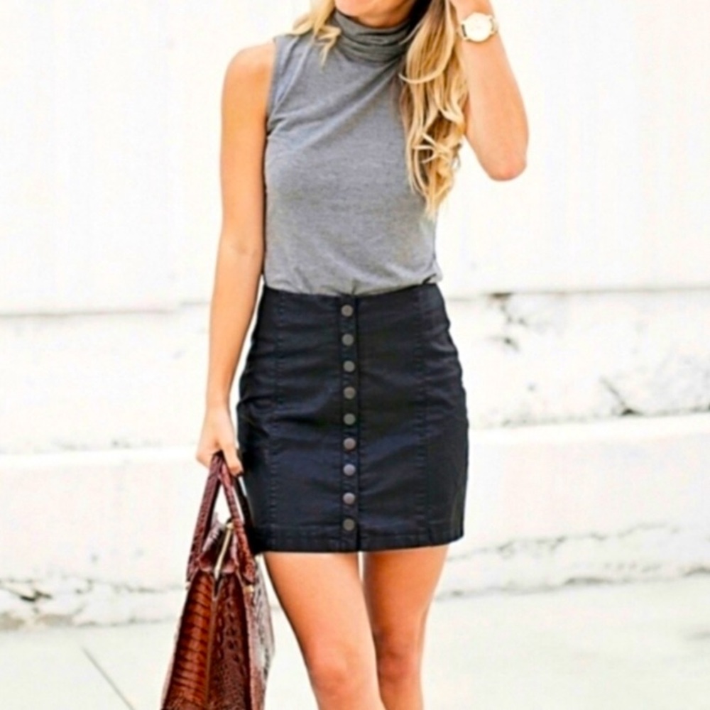 Free People “Oh Snap!” Vegan Leather Mini Skirt